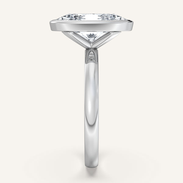 Moval Bezel Set Engagement Ring | 18k White Gold