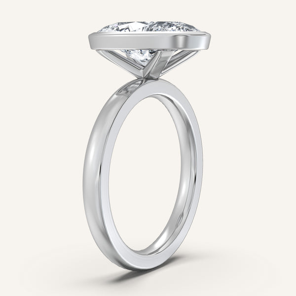 Moval Bezel Set Engagement Ring | 18k White Gold