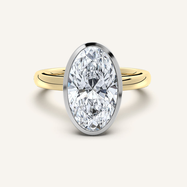 Image for Moval Bezel Set Engagement Ring | 18k Two Tone