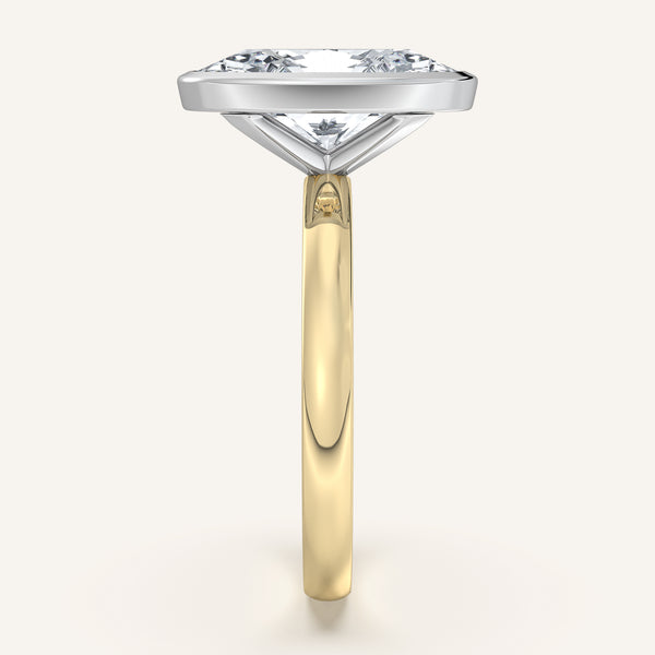 Moval Bezel Set Engagement Ring | 14k Two Tone
