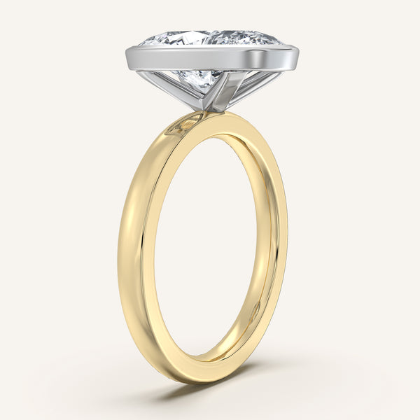 Moval Bezel Set Engagement Ring | 14k Two Tone