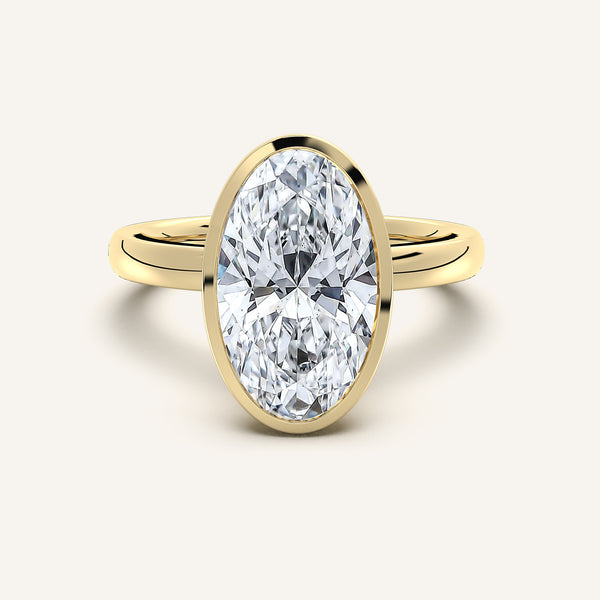 Moval Bezel Set Engagement Ring | 18k Yellow Gold