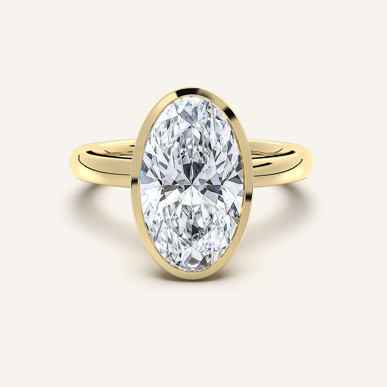 Image for Moval Bezel Set Engagement Ring | 18k Yellow Gold