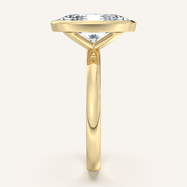 Moval Bezel Set Engagement Ring | 18k Yellow Gold