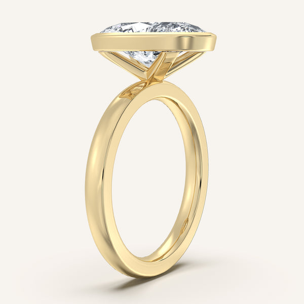 Moval Bezel Set Engagement Ring | 18k Yellow Gold
