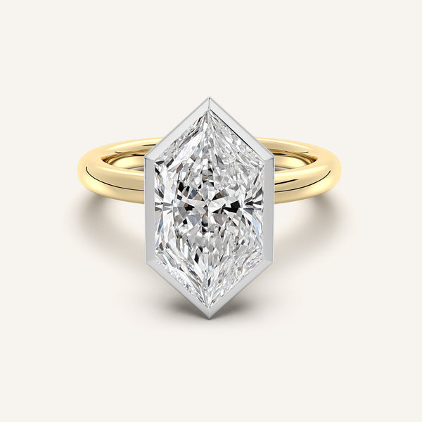 Dutch Marquise Bezel Set Engagement Ring | 18k Two Tone