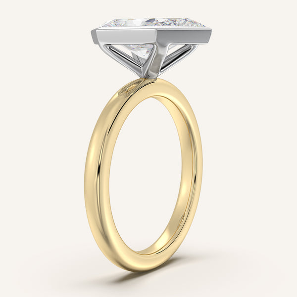Dutch Marquise Bezel Set Engagement Ring | 18k Two Tone