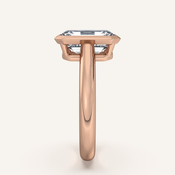 Emerald Cut Low Profile Bezel Ring | 14k Rose Gold