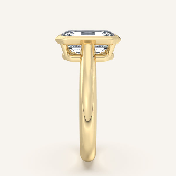 Emerald Cut Low Profile Bezel Ring | 18k Yellow Gold