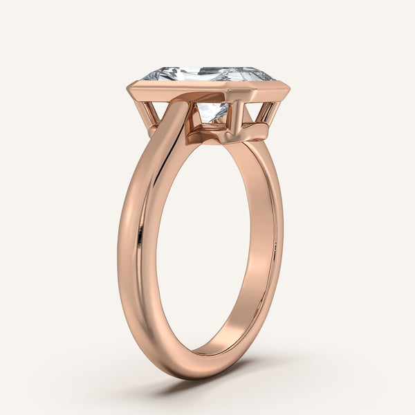 Radiant Cut Low Profile Bezel Ring | 14k Rose Gold