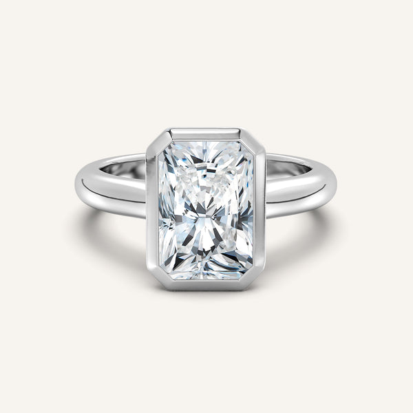 Radiant Cut Low Profile Bezel Ring | 14k White Gold