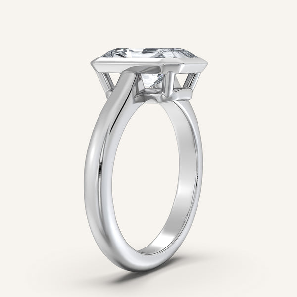 Radiant Cut Low Profile Bezel Ring | 14k White Gold