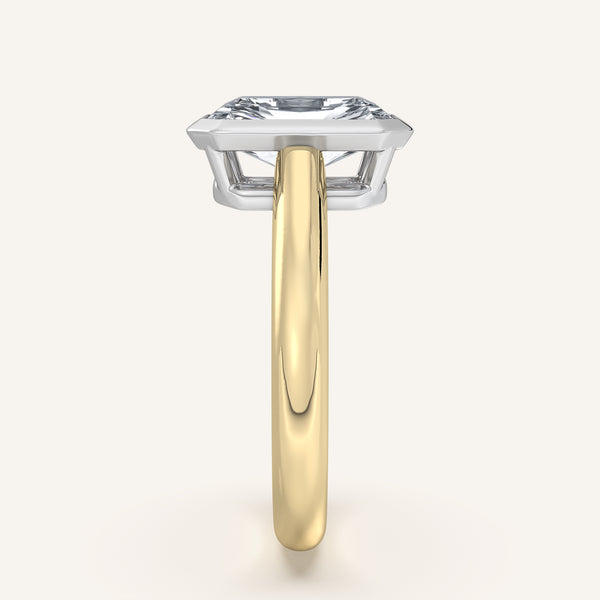 Radiant Cut Low Profile Bezel Ring | 18k Two Tone Gold