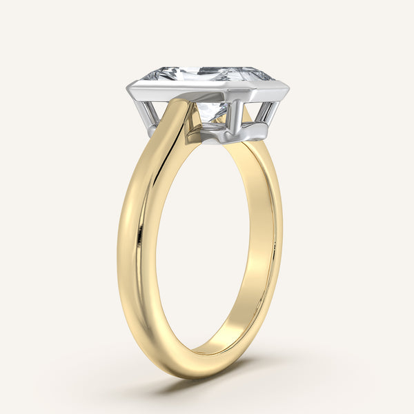 Radiant Cut Low Profile Bezel Ring | 18k Two Tone Gold