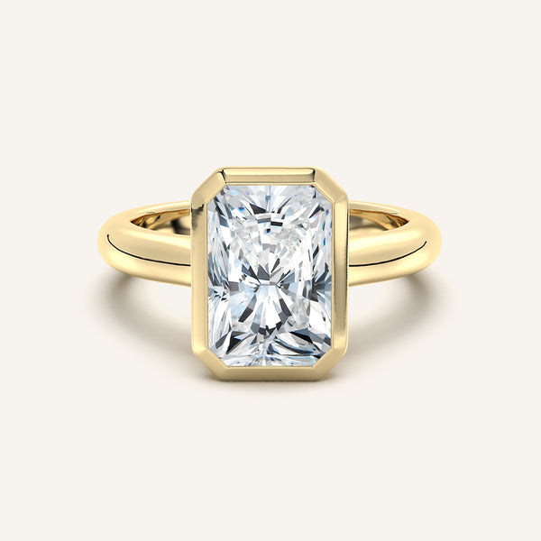 Radiant Cut Low Profile Bezel Ring | 18k Yellow Gold