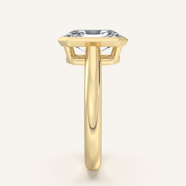 Radiant Cut Low Profile Bezel Ring | 18k Yellow Gold