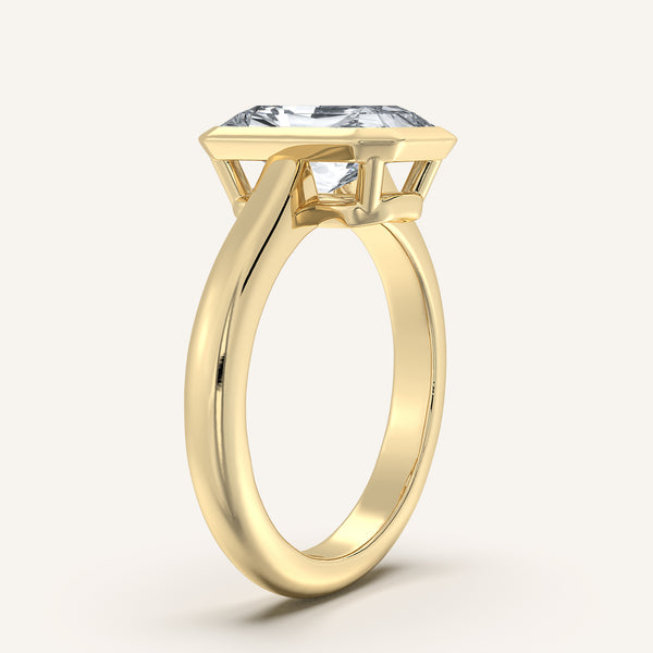 Radiant Cut Low Profile Bezel Ring | 14k Yellow Gold