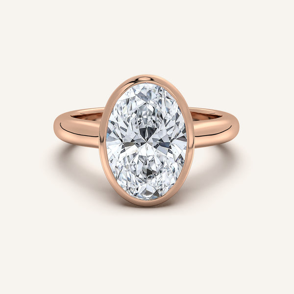 Oval Low Profile Bezel Ring | 14k Rose Gold