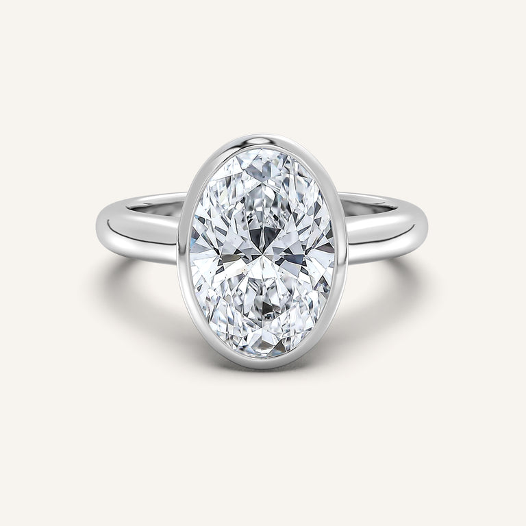 Image for Oval Low Profile Bezel Ring | 18k White Gold