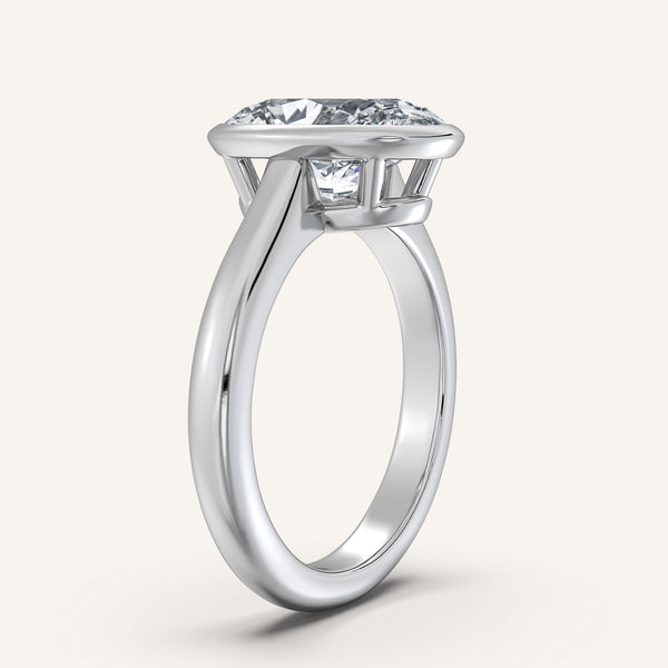 Oval Low Profile Bezel Ring | 18k White Gold