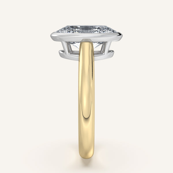 Oval Low Profile Bezel Ring | 14k Two Tone Gold