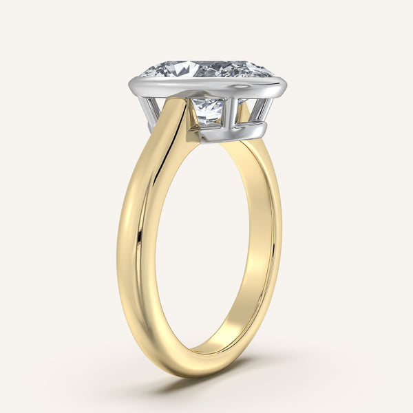 Oval Low Profile Bezel Ring | 14k Two Tone Gold
