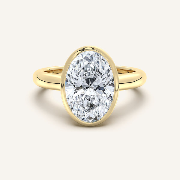 Oval Low Profile Bezel Ring | 18k Yellow Gold