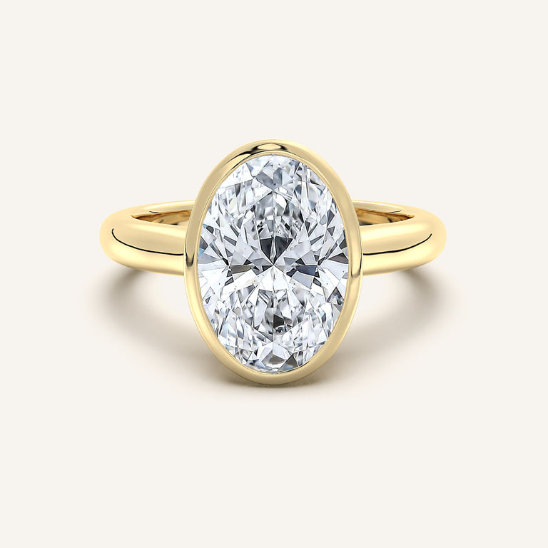Image for Oval Low Profile Bezel Ring | 18k Yellow Gold