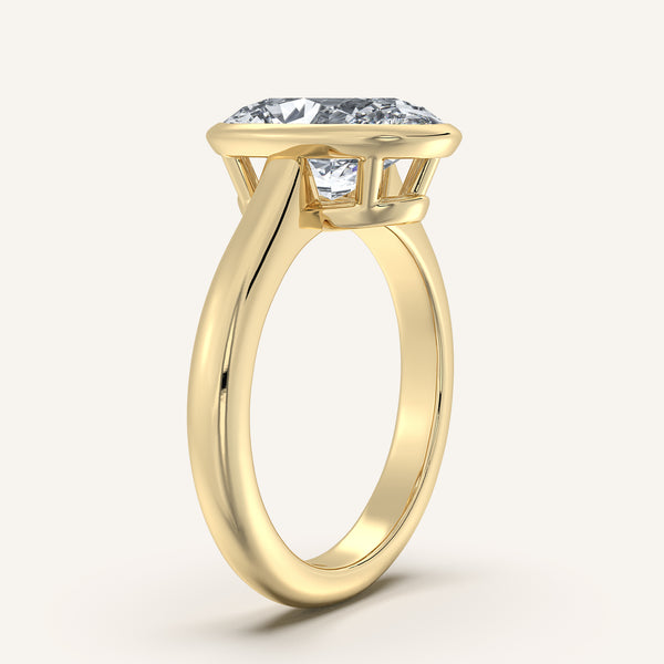 Oval Low Profile Bezel Ring | 14k Yellow Gold