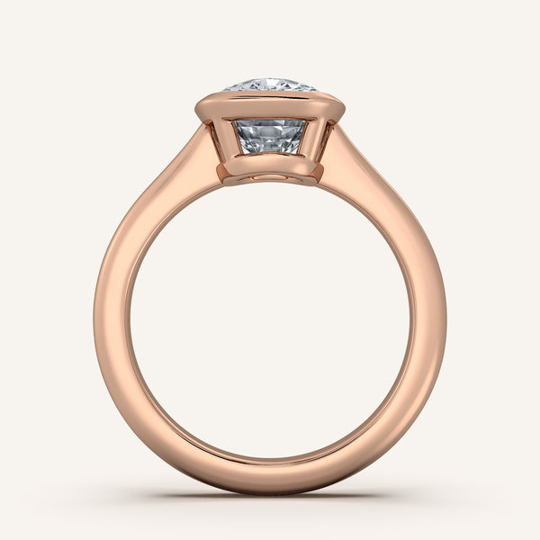 Cushion Cut Low Profile Bezel Ring | 14k Rose Gold