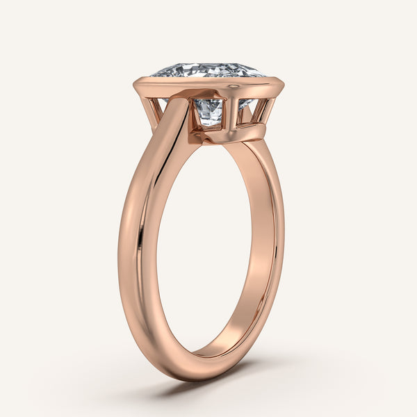 Cushion Cut Low Profile Bezel Ring | 14k Rose Gold