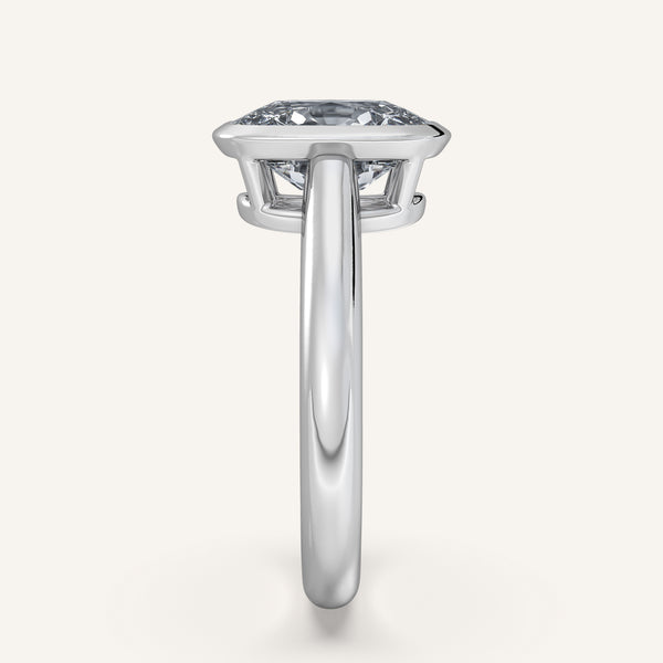 Cushion Cut Low Profile Bezel Ring | Platinum