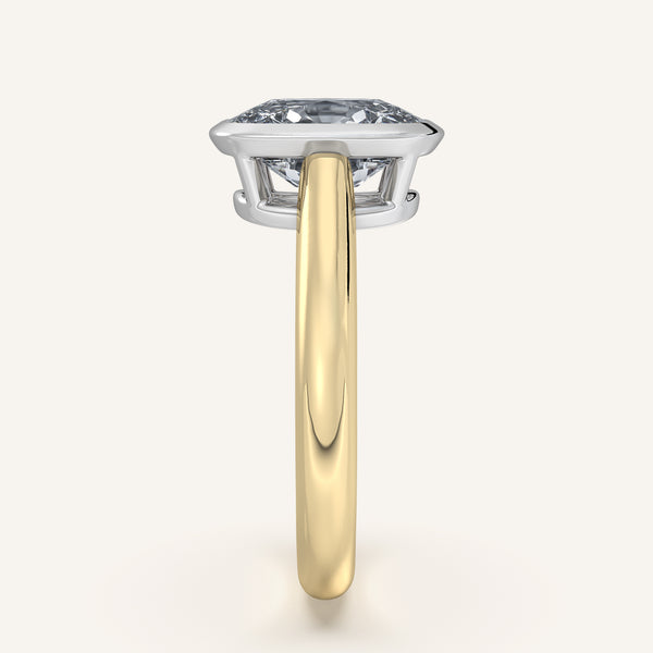 Cushion Cut Low Profile Bezel Ring | 18k Two Tone Gold