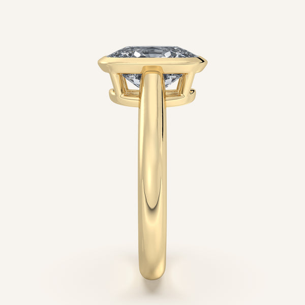 Cushion Cut Low Profile Bezel Ring | 18k Yellow Gold