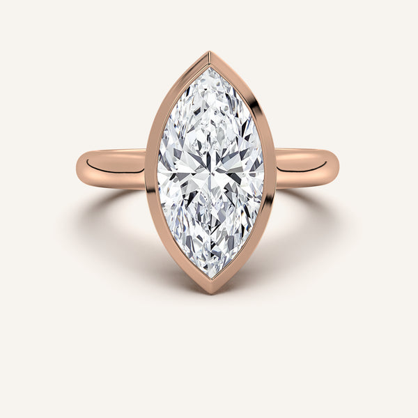 Marquise Low Profile Bezel Ring | 18k Rose Gold