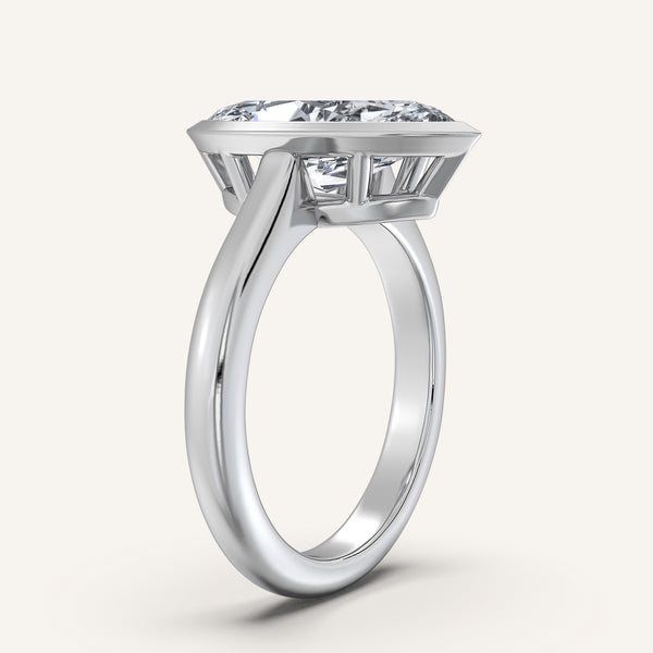 Marquise Low Profile Bezel Ring | 18k White Gold