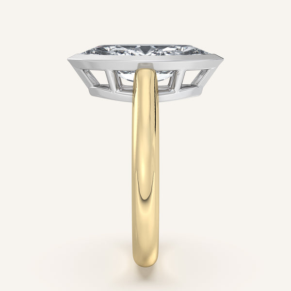 Marquise Low Profile Bezel Ring | 18k Two Tone Gold