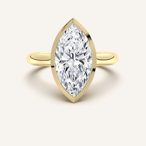 Marquise Low Profile Bezel Ring | 18k Yellow Gold