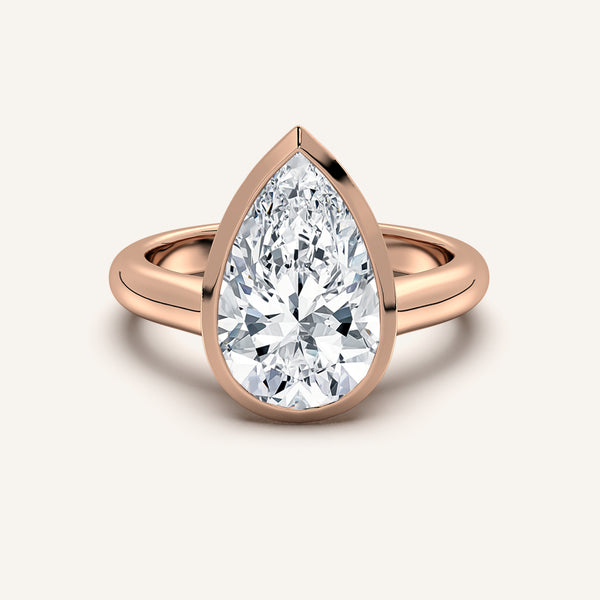 Pear Shape Low Profile Bezel Ring | 18k Rose Gold