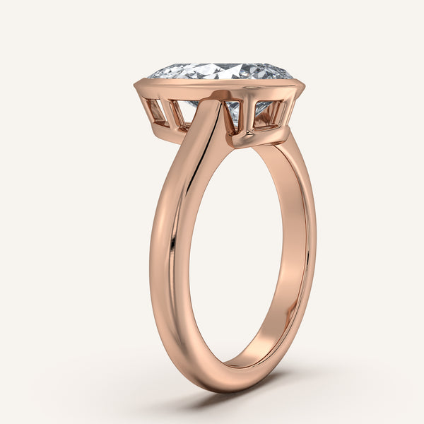 Pear Shape Low Profile Bezel Ring | 18k Rose Gold