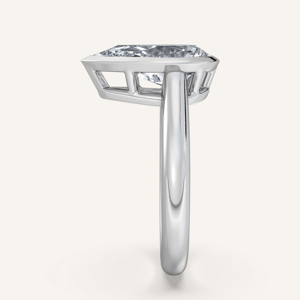 Pear Shape Low Profile Bezel Ring | Platinum