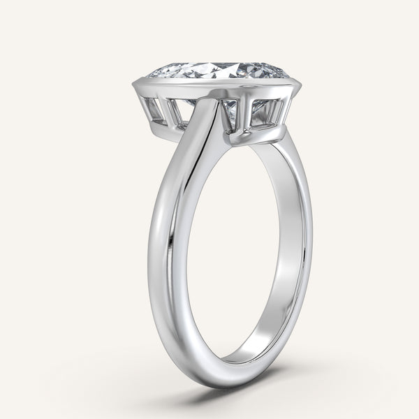 Pear Shape Low Profile Bezel Ring | 14k White Gold