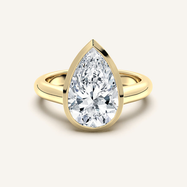 Pear Shape Low Profile Bezel Ring | 14k Yellow Gold