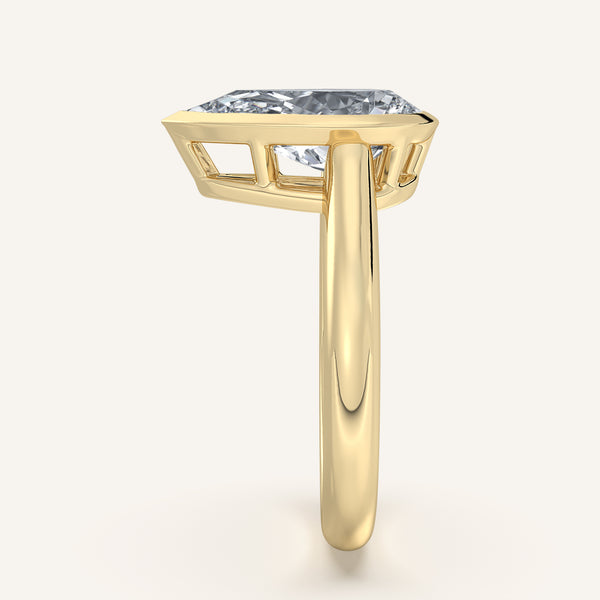 Pear Shape Low Profile Bezel Ring | 18k Yellow Gold
