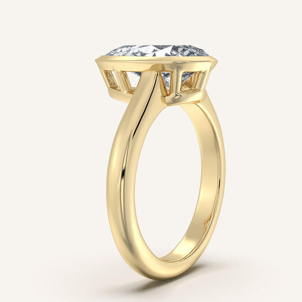 Pear Shape Low Profile Bezel Ring | 14k Yellow Gold