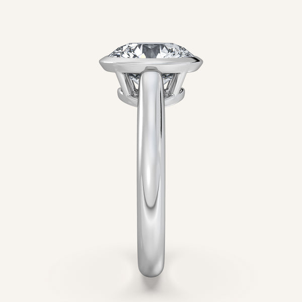 Round Low Profile Bezel Ring | 18k White Gold
