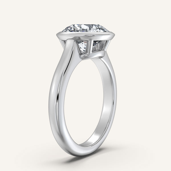 Round Low Profile Bezel Ring | 14k White Gold