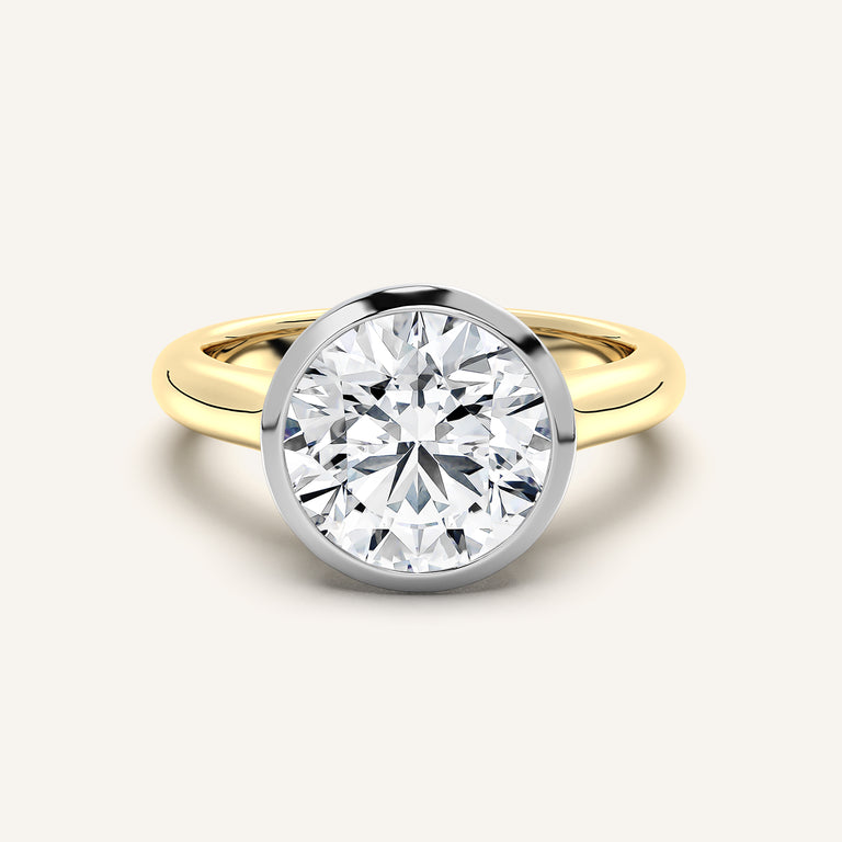 Image for Round Low Profile Bezel Ring | 18k Two Tone Gold