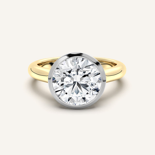 Round Low Profile Bezel Ring | 14k Two Tone Gold