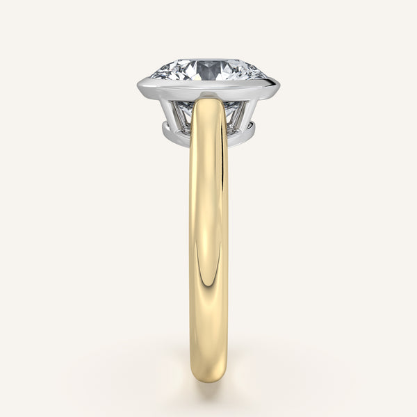 Round Low Profile Bezel Ring | 18k Two Tone Gold